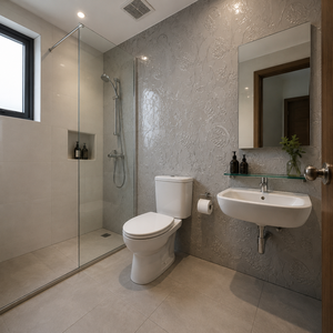 Carreaux de sol adhésifs modernes en céramique brillante antidérapante, texture parquet or et argent, 300x450mm, épaisseur 10mm, garantie 5 ans, pour intérieur - Product Image 6