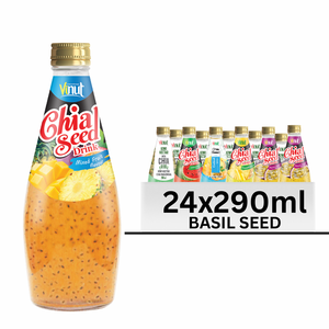 Boisson aux graines de chia et à la fraise de marque privée de 290ml-VINUT Vietnam, sans sucre, OEM/ODM, échantillon gratuit et usine directe - Product Image 1