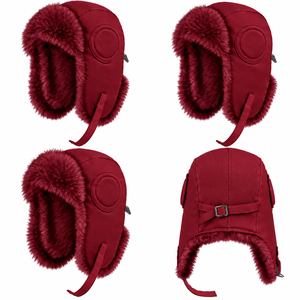 Fashion Winter Ski Cap With Ear Flaps Windproof <b>Warm</b> <b>Hat</b> For Adults Red - Product Image 3