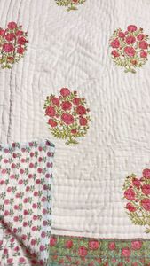 handblock printed handstitch <b>indian</b> tradition cottan filling <b>quilt</b> - Product Image 3