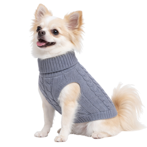 Cable Knit Dog Sweater Grey Warm Winter <b>Pet</b> Pullover Soft Knitted Dog Clothing Cozy Cold Weather Wear For Dogs - Product Image 3