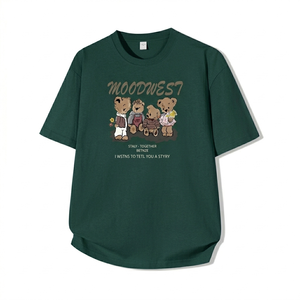 T-shirt imprimé tendance pour femmes, t-shirt graphique décontracté, tissu en coton, toucher doux, haut élégant pour l'été, vêtement léger et à la mode - Product Image 1