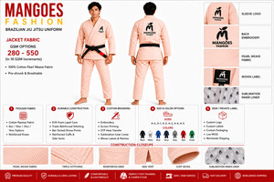 Uniforme de Jiu Jitsu Brasileño de Hermosa Confección, Tejido Blanco Perla, 450 Gsm, 100% Algodón, Transpirable, Absorbente de Humedad, Unisex para Adultos - Product Image 6