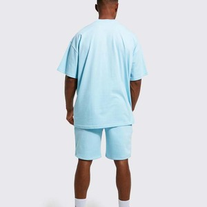 Ensemble de survêtement décontracté pour homme personnalisé, t-shirt à manches courtes brodé uni et short assorti, ensemble sport 2 pièces été - Product Image 2