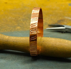 Pure Copper Open Cuff <b>Bangle</b> Bracelet <b>Engraved</b> Wave Ripple Motif Solid Copper Adjustable Thin Wristband Unisex Ayurvedic - Product Image 2