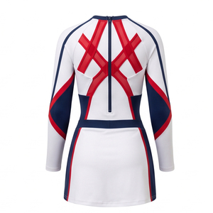 Conjuntos de Uniformes de Porristas con Brillo Metálico, Ropa de Actuación con Brillo Elegante, Colores Personalizados para Equipos, Spandex/Poliéster, Front National - Product Image 3