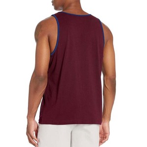 Men's Solid Color Cotton Tank <b>Top</b> O-Neck Casual Sleeveless Knitted <b>Top</b> <b>Maroon</b> - Product Image 3