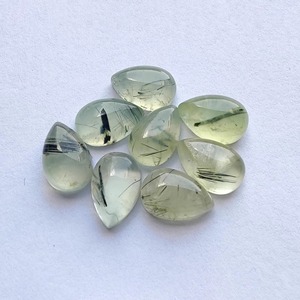 Cabochon de Prehnite Rutile Naturelle, Calibré, à Dos Plat, Forme Goutte d'eau, Forme Poire, Pierre Gemme en Vrac, Cabochon en Gros - Product Image 4