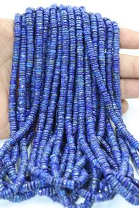 AAA Quality Natural Stone Lapis Lazuli Beads 6mm 16 Inches Smooth <b>Heishi</b> Tyre Shape 0.40mm Hole for Jewellery Making - Product Image 2