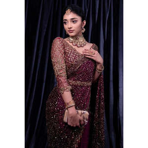 Saree brodé multi-bande de créateur avec paillettes Robes de travail élégantes pour femmes - Product Image 4