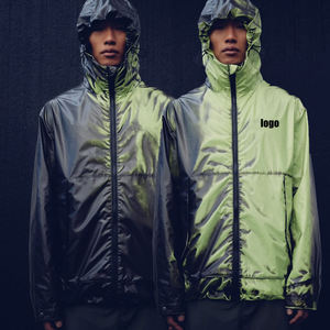 <b>Men's</b> Gradient Color Hooded Windbreaker <b>Jacket</b> Lightweight Waterproof Streetwear Full Sleeve Zipper Front Logo Spring Outwear - Product Image 1