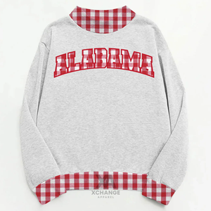 Sudadera Oversize de Cuello Alto para Mujer OEM con Parche Frontal Bordado de Letras a Cuadros, de Algodón Polar Ecológico de Secado Rápido - Product Image 1
