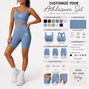 Fabricant OEM de vêtements : Ensemble 2 pièces de shorts de yoga unis pour femmes, respirant, en Spandex/Nylon, taille haute, personnalisable pour la gym - Product Image 2