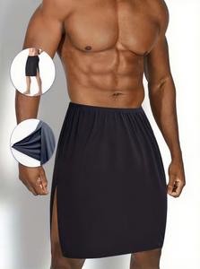 Men Seamless Knitted Loungewear Skirt Solid Black Casual All Seasons Wear - Product Image 2