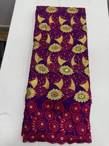 Tissu en Voile de Coton Pur de Haute Qualité pour Dentelle Africaine, Respirant, 120 GSM, Poids Moyen, Vêtements Traditionnels Multicolores - Product Image 4