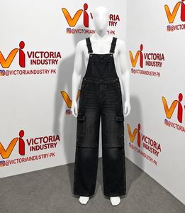 Peto vaquero azul lavado de moda, holgado, con bolsillos cargo, mono táctico, pantalón con tirantes de pierna ancha, OEM ODM personalizado, moda urbana - Product Image 5