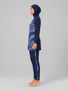 Ensemble burkini modeste de haute qualité pour femme, vêtements de plage de luxe, marque privée, bikini 2 pièces à coupe haute, imprimé sur le devant - Product Image 2