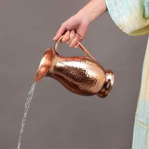 Pichet à eau en cuivre pur 70 onces, fait main, martelé, grande carafe, bienfaits ayurvédiques, style vintage pour la maison et les cadeaux - Product Image 6