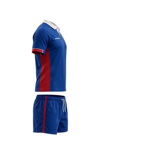 ชุดเสื้อและกางเกงรักบี้ AMKOOR สำหรับทุกเพศ สีน้ำเงิน แดง ขาว ผลิตจากโพลีเอสเตอร์ พิมพ์ลายแบบระเหิด ระบายอากาศได้ดี เหมาะสำหรับเป็นชุดยูนิฟอร์ม - Product Image 5