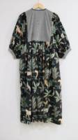 Robe mini trapèze noire à imprimé floral jungle 100 % coton, col en V, coupe régulière, taille naturelle, faite à la main, lavable, décontractée pour femme