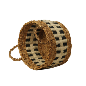 ชุดตะกร้าเก็บของอเนกประสงค์ทำจากปอกระเจาและหญ้าทะเลถักมือรักษ์โลก 3 ใบ พร้อมดีไซน์เรขาคณิตสีดำขาวทันสมัยและหูหิ้ว - Product Image 3