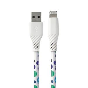 USB-A 60W สำหรับสายชาร์จไวแบบไลท์นิ่งตัวเรือนพีวีซีสีสันสดใสดีไซน์ลายจุดเข้ากันได้กับอุปกรณ์ iOS คอมพิวเตอร์ถักเปียข้อมูล - Product Image 1