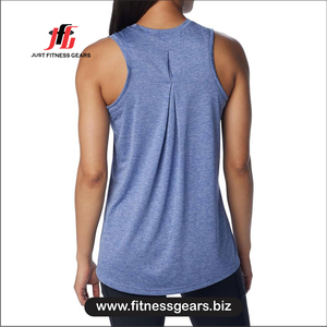 Just Fitness Gears Débardeur pour femme, couleur unie, col rond, décontracté, respirant, en polyester tricoté, bleu, longueur normale - Product Image 3