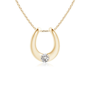 Colgante Solitario de Lujo con Diamante Cultivado en Laboratorio de Corte Redondo en Forma de Herradura en Oro de 10K, 14K, 18K y Plata 925, 935 - Product Image 2