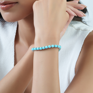 Bracelet tennis unisexe en argent sterling 925 avec pierre turquoise cabochon ronde naturelle Prince pour usage quotidien - Product Image 2
