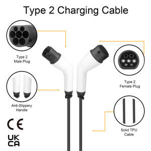 Cable de Carga para Vehículos Eléctricos Tipo 2 a Tipo 2 de 22KW y 5M, Directo de Fábrica, Cable de Carga Tipo 2 de 32A, Alta Calidad, Entrega Rápida - Product Image 2