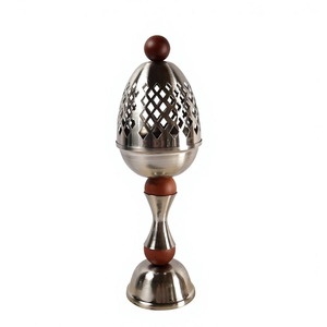 Stunning Tall Incense <b>Burner</b> Set Featuring Cutwork Tops And Intricate <b>Silver</b> Branch Stands In Two Chic Neutral Colors For Decor - Product Image 6