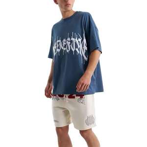 Custom Own <b>Design</b> OEM ODM Men's 100% Cotton Fleece Fabric Vintage Style Oversized Fit Short Sleeve T-Shirt Front Digital Print - Product Image 3
