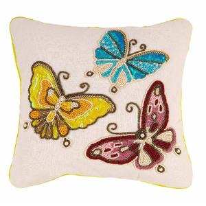 Housse de coussin carrée moderne de haute qualité à motif papillon en perles de verre, pour canapé, lit, décoration d'intérieur - Product Image 1