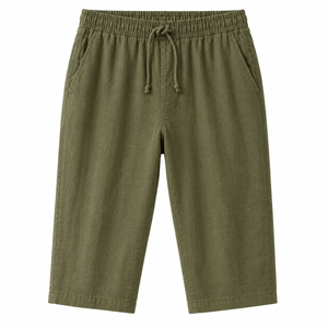 Pantalon Capri Décontracté pour Homme en Mélange Lin et Coton, Taille Haute Unie avec Cordon de Serrage, Léger, Respirant, Écologique, Coupe Ample pour la Plage - Product Image 4