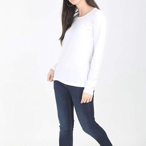 T-shirt décontracté en coton respirant à manches longues et col rond pour femme, coupe classique, toutes saisons, ODM - Product Image 5