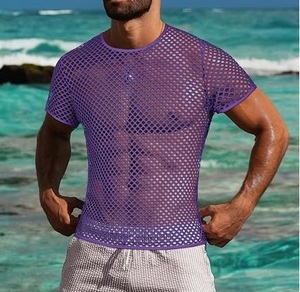 Nouveauté : T-shirts en maille filet transparents, coupe ample streetwear, haute qualité, avec logo personnalisé, respirants - Product Image 6