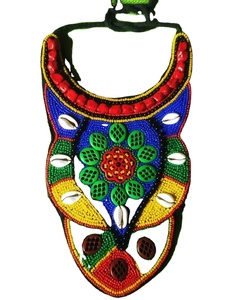 CRYSTAL CRAFT Glass Seed Beaded Multicolored Designer Classic Necklace Sets Bib Necklace and Earring Jewelry Set - Product Image 1