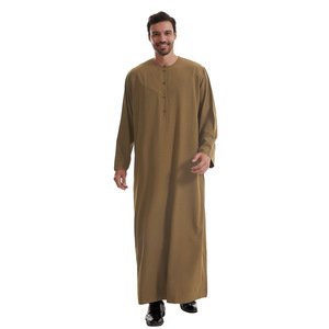 Wholesale <b>Men's</b> <b>Thobe</b> Muslim Jubba Arabic Kandura Islamic Robe Custom Logo OEM ODM Plain Long Sleeve Dubai Thobes - Product Image 3