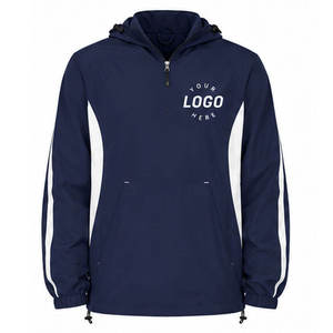Custom <b>Mens</b> <b>Half</b> <b>Zip</b> Hooded Windbreaker <b>Jacket</b> Lightweight Water Resistant Outdoor Anorak OEM Logo Breathable Pullover - Product Image 1
