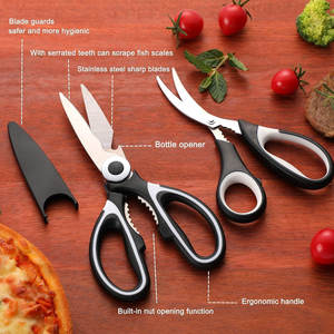 Ciseaux de cuisine multifonctionnels pour poisson, légumes et usage domestique, super tranchants, argentés, avec vis réglable - Product Image 3