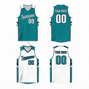 เสื้อบาสเก็ตบอลคอวีแบบกำหนดเองสำหรับผู้ชาย ผ้าโพลีเอสเตอร์ตาข่าย 100% แห้งเร็ว พิมพ์ชื่อทีมแบบซับลิเมชั่น คุณภาพพรีเมียม - Product Image 1