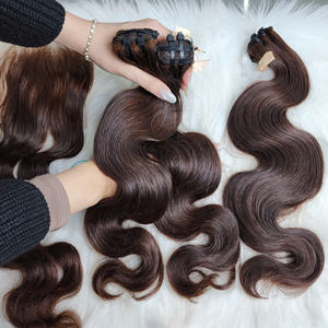 Extensions de cheveux humains vierges vietnamiens 100% naturels, couleur marron, ondulés, super double drawn, avec closure - Product Image 4