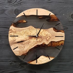 Custom Olive Wood & Resin Wall <b>Clock</b>: Live Edge Rustic Art High Quality Wood and Epoxy Resin Round Shape Classic Design - Product Image 6