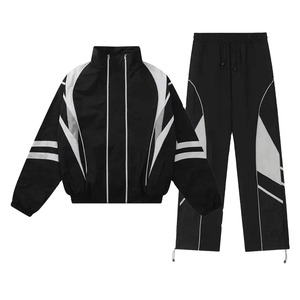 Chándal Unisex Negro y Gris con Bloques de Color, Cierre de Cremallera en Manga Larga, Estilo Deportivo, Ropa de Otoño, Corte Regular, Talla Adulto - Product Image 1