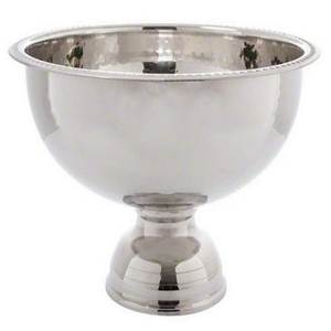 Élégant saladier de service en métal argenté sur pieds |   Bol à fruits et à punch en aluminium brillant, centre de table - Product Image 1