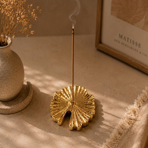 Porte-encens en forme de feuille de Ginkgo, en métal doré et argenté, brûleur d'encens moderne, cadeau de méditation, porte-encens - Product Image 2