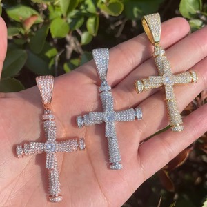 Criss <b>Cross</b> Luxury Certified Pendant 925 <b>Silver</b> Rose Gold Plated Moissanite Iced Religious Charms Communication Gift - Product Image 5