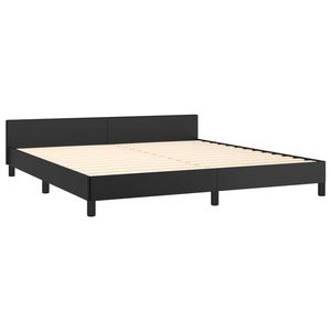 Cadre de lit rembourré en similicuir noir avec tête de lit en bois d'ingénierie – Catégorie de produit : Lit rembourré - Product Image 4