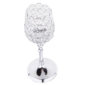 Pilar de copa de cristal chapado en oro y aluminio para mesa central - Product Image 4