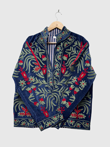 Veste en polaire brodée bohème à manches longues, col mandarin, motif floral, grande taille, vêtements d'automne pour femmes - Product Image 5